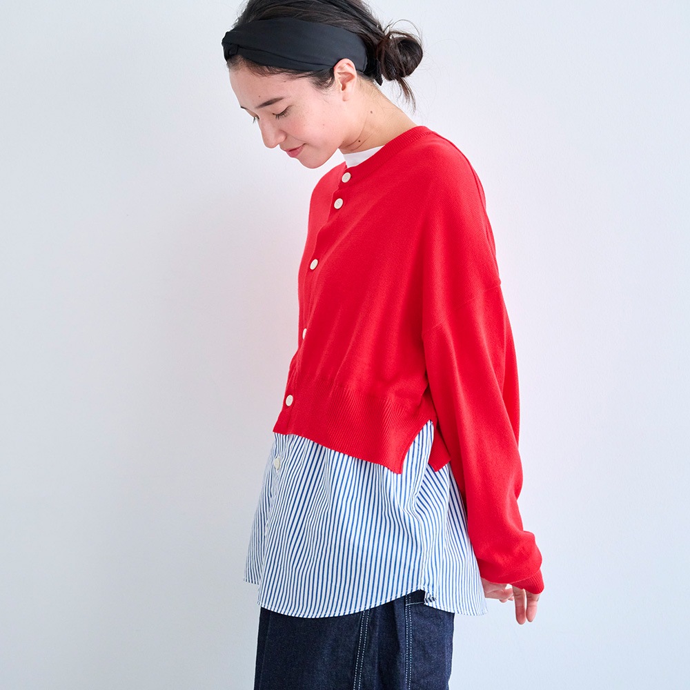 NARU(ナル) 綿レーヨンシルク コンビネーションカーディガン 670701