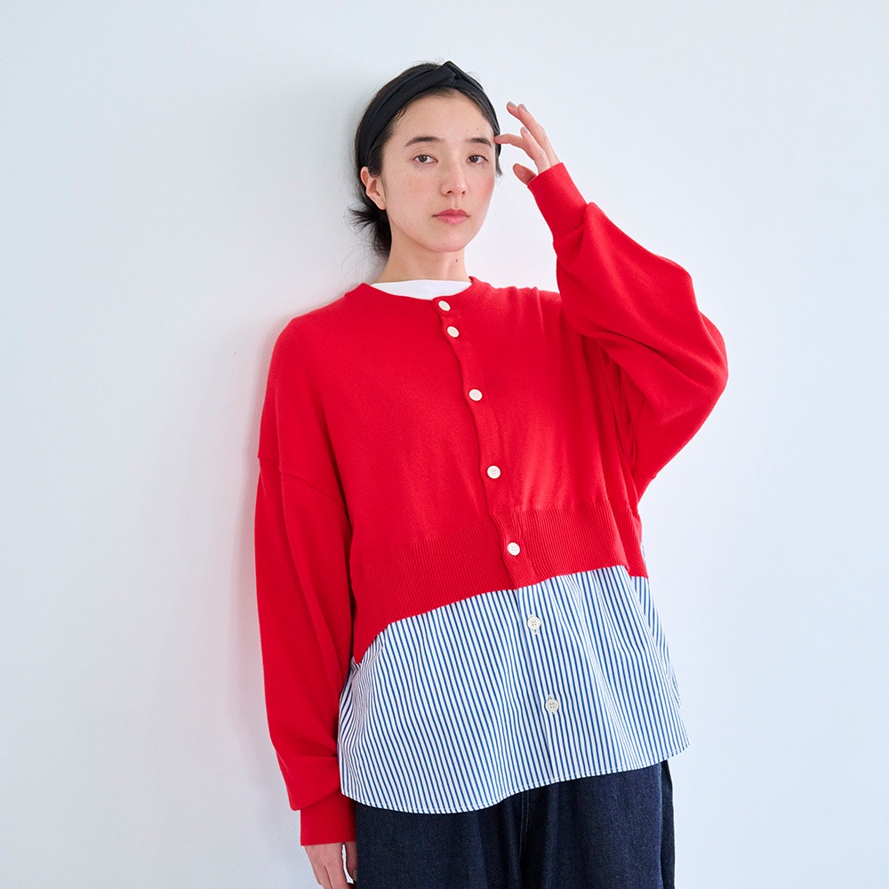 NARU(ナル) 綿レーヨンシルク コンビネーションカーディガン 670701