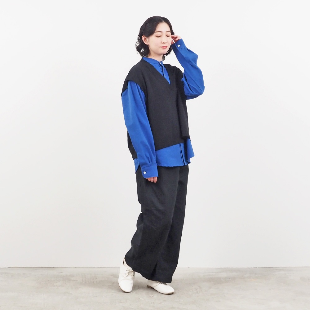 NARU(ナル) ウール混裏毛Vネックベスト 659004