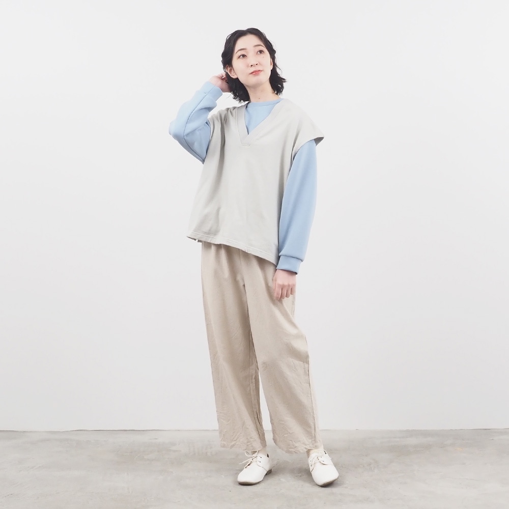 NARU(ナル) ウール混裏毛Vネックベスト 659004