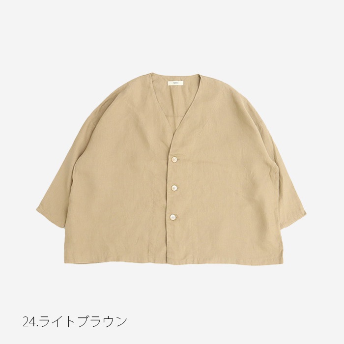 NARU(ナル) 40フレンチリネン ノーカラージャケット 648876BE