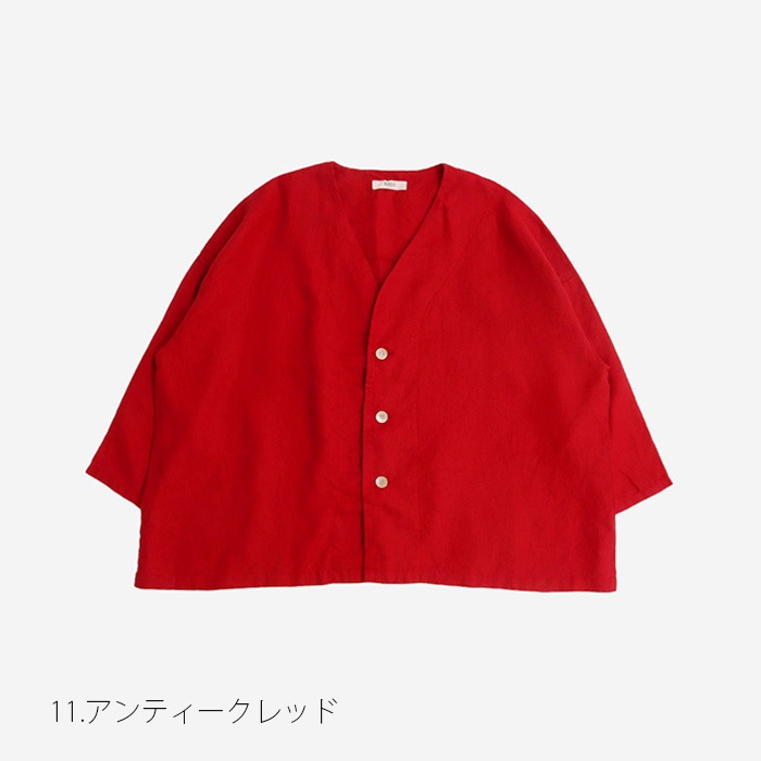 NARU(ナル) 40フレンチリネン ノーカラージャケット 648876BE