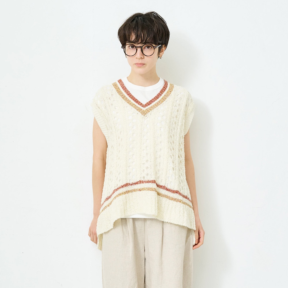 NARU(ナル) ペーパーヤーン透かしケーブルチルデンニット 661401