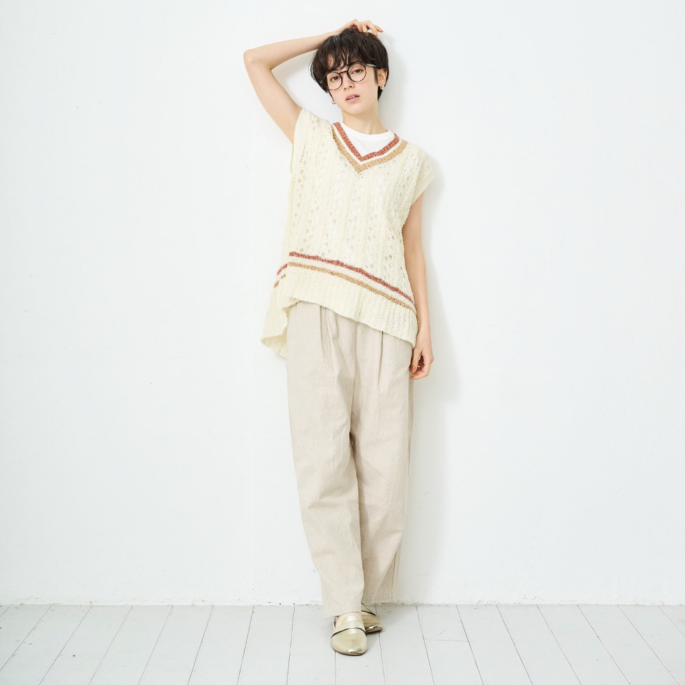 NARU(ナル) ペーパーヤーン透かしケーブルチルデンニット 661401