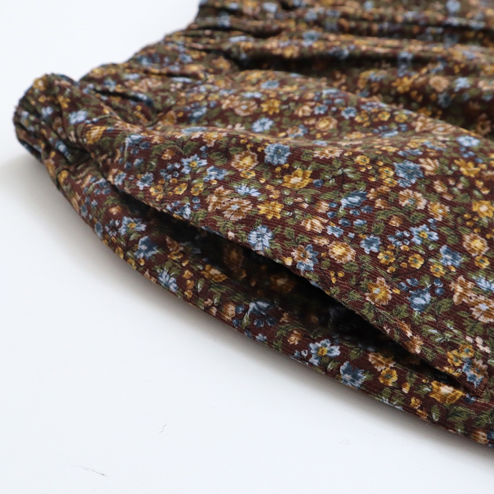 NARU(ナル) 21コーデュロイ小花柄 ロングエッグパンツ 6668001