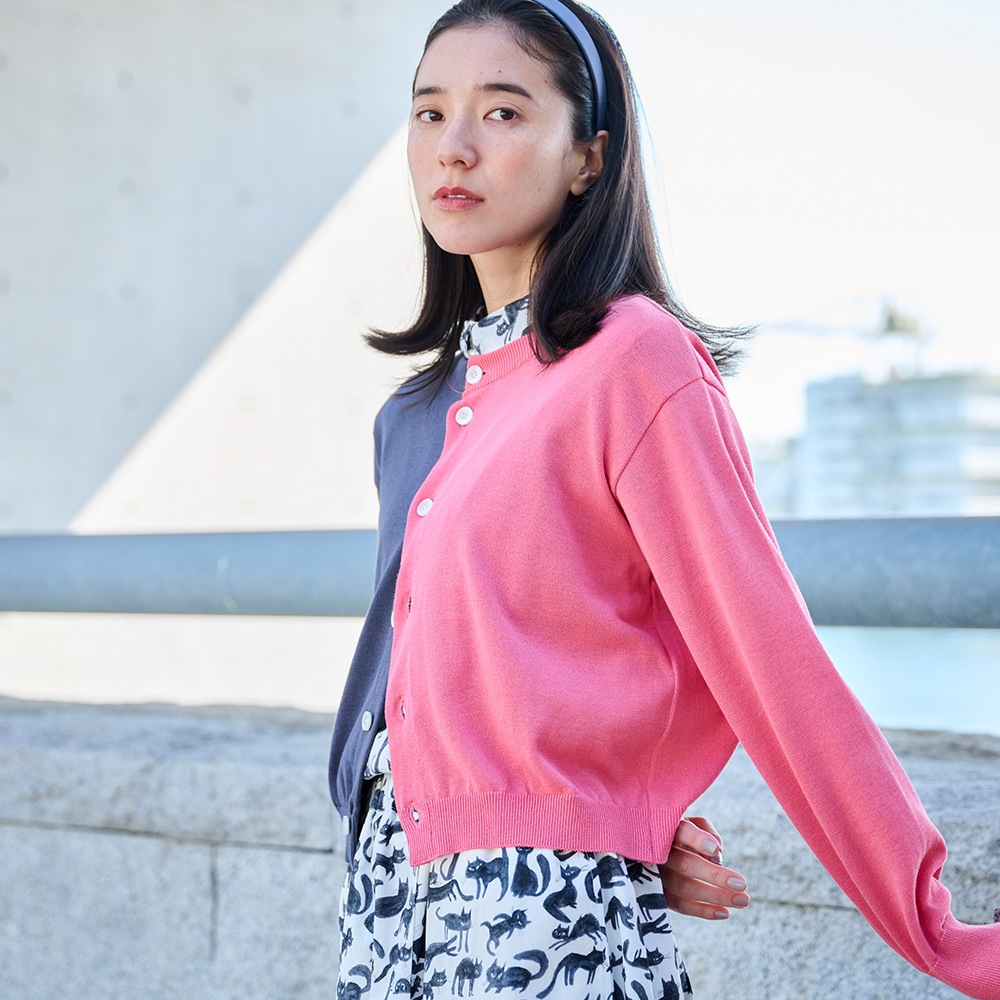 NARU(ナル) スノーコットン バイカラーニットカーデ 670700