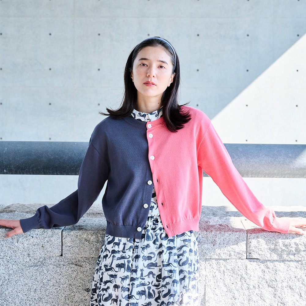 NARU(ナル) スノーコットン バイカラーニットカーデ 670700