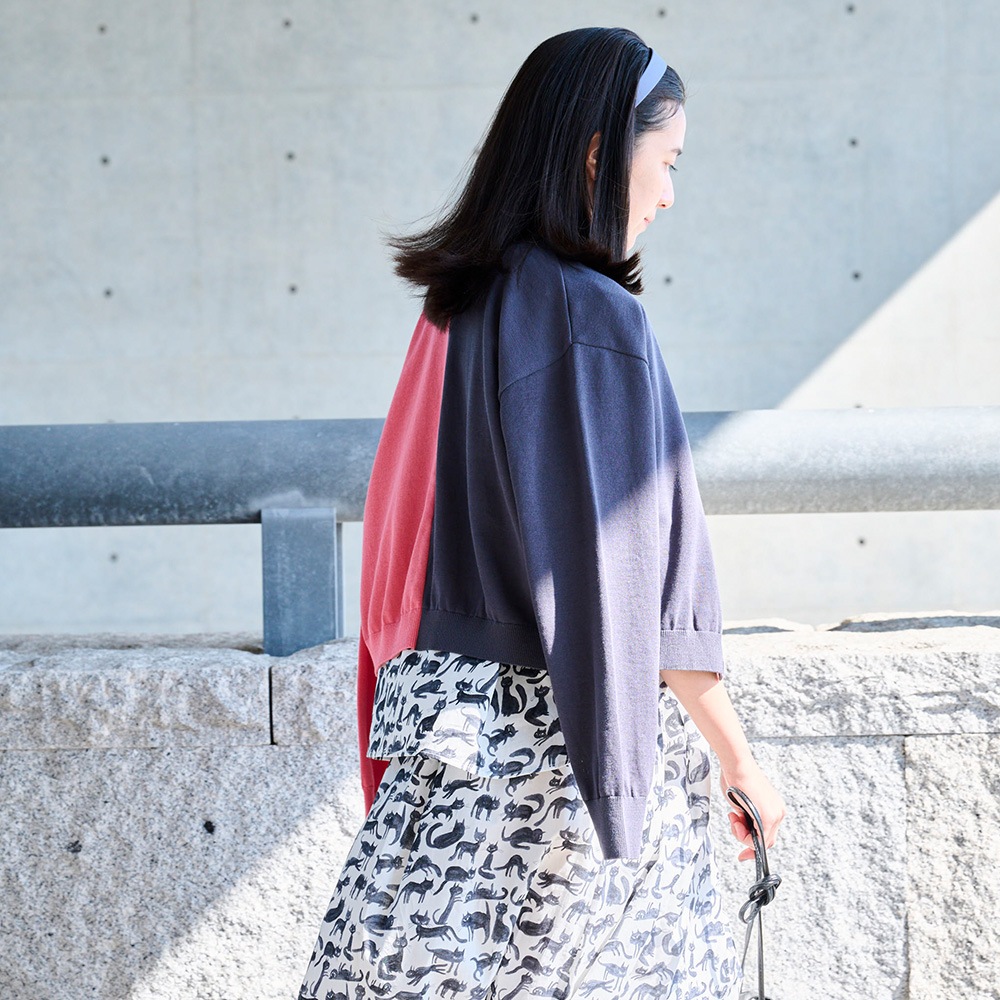 NARU(ナル) スノーコットン バイカラーニットカーデ 670700