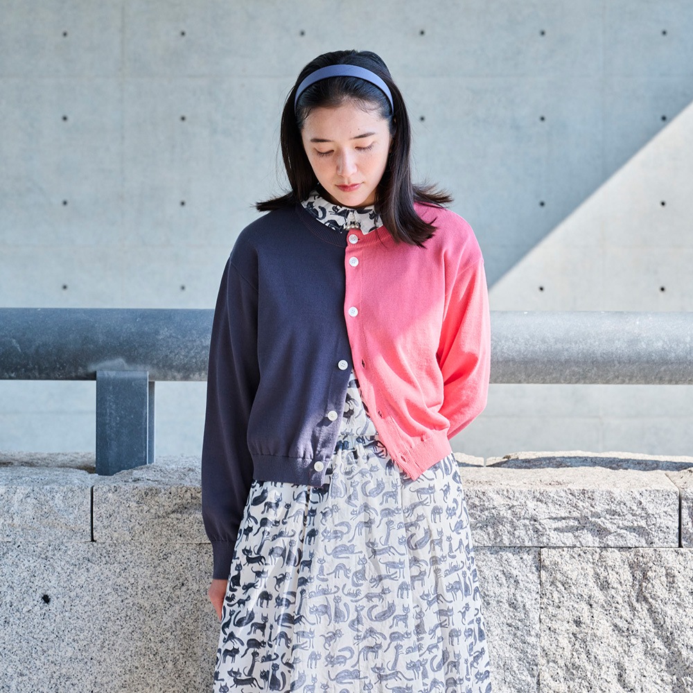 NARU(ナル) スノーコットン バイカラーニットカーデ 670700