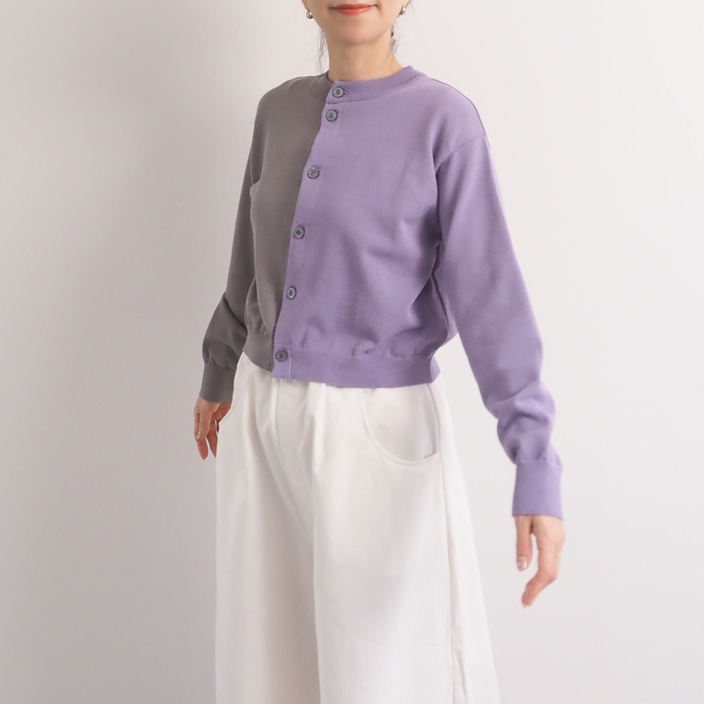 NARU(ナル) スノーコットン バイカラーニットカーデ 670700