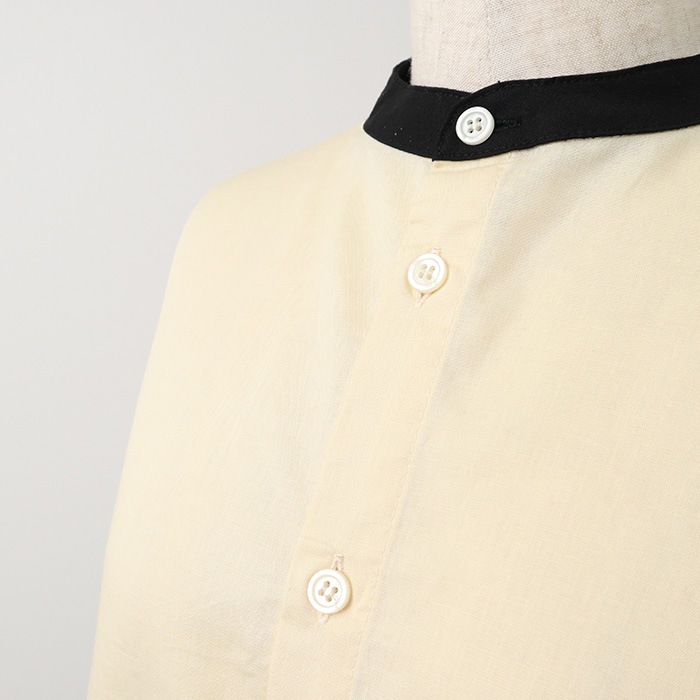 NARU(ナル) 綿麻キャンブリックワッシャー クレリックブラウス 654875