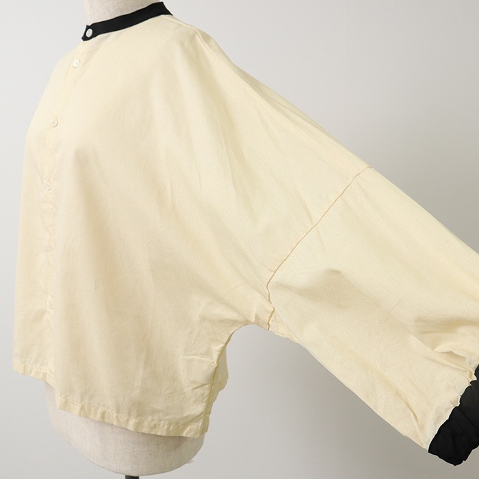 NARU(ナル) 綿麻キャンブリックワッシャー クレリックブラウス 654875