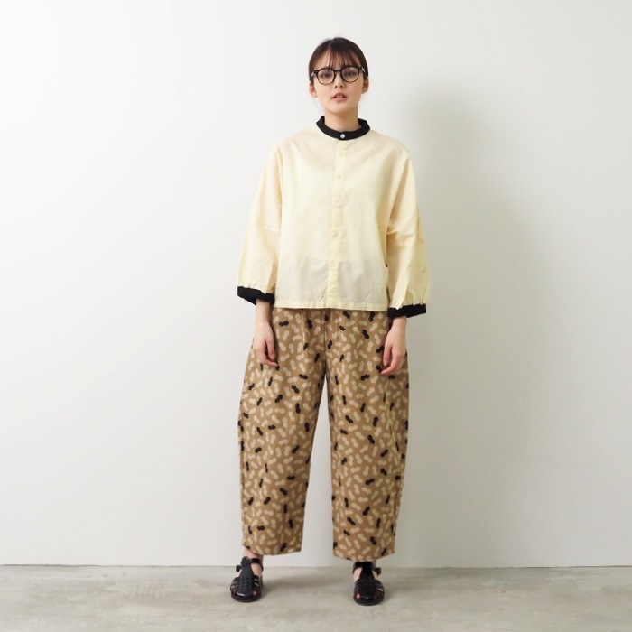 NARU(ナル) 綿麻キャンブリックワッシャー クレリックブラウス 654875