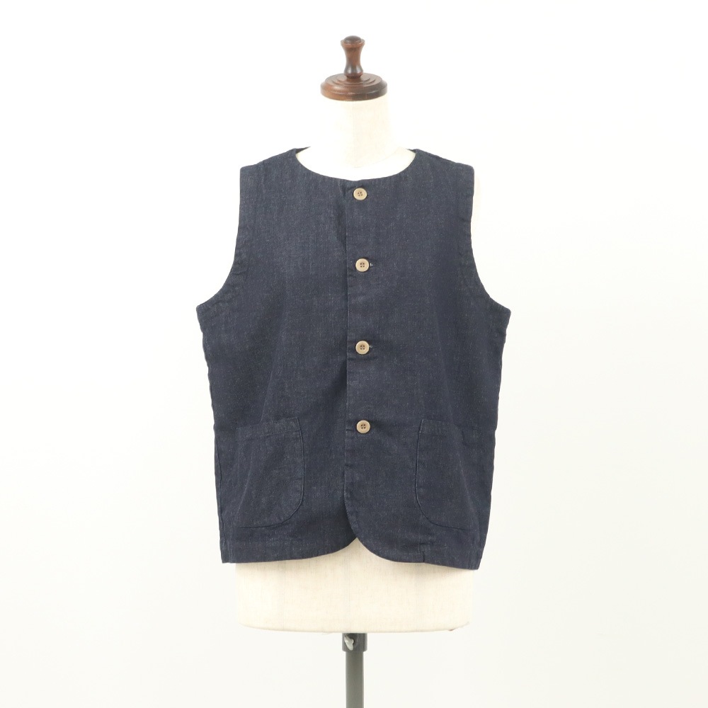 NARU(ナル) 8ozムラデニム フロントボタンベスト 663812