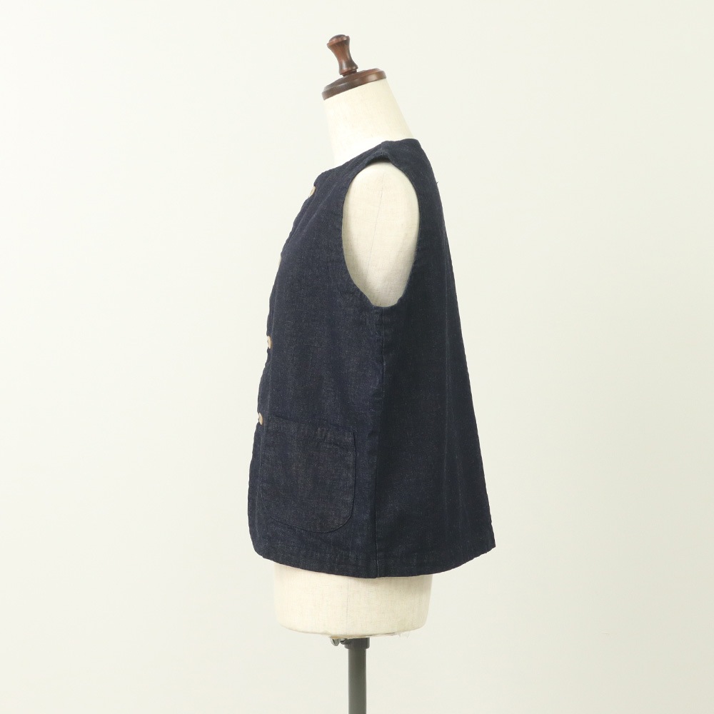 NARU(ナル) 8ozムラデニム フロントボタンベスト 663812
