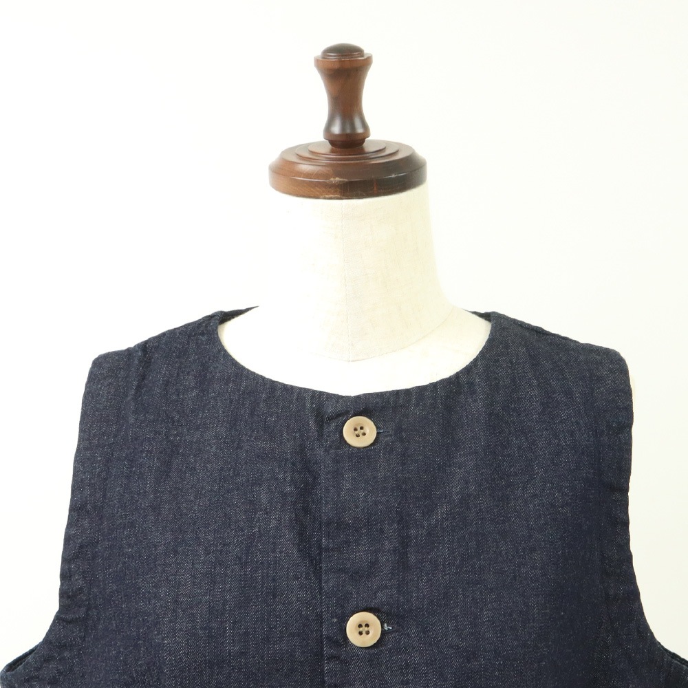 NARU(ナル) 8ozムラデニム フロントボタンベスト 663812