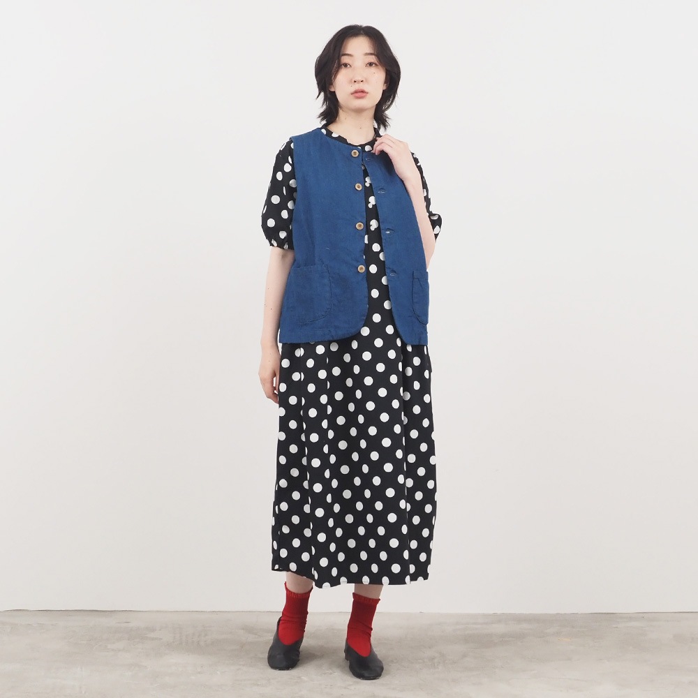 NARU(ナル) 8ozムラデニム フロントボタンベスト 663812