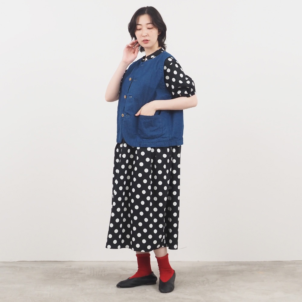 NARU(ナル) 8ozムラデニム フロントボタンベスト 663812 | メディア