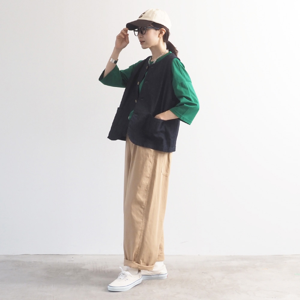 NARU(ナル) 8ozムラデニム フロントボタンベスト 663812BF