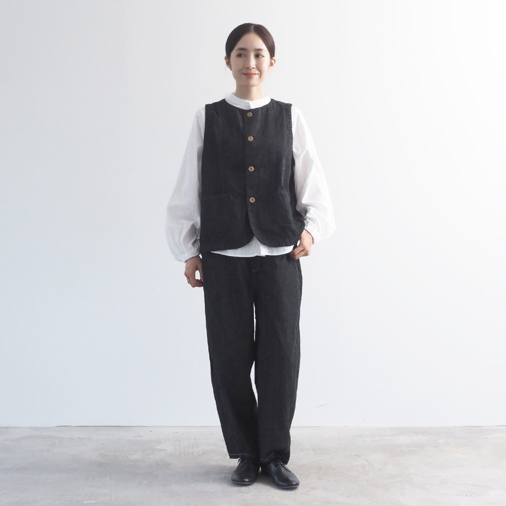 NARU(ナル) 8ozムラデニム フロントボタンベスト 663812BF