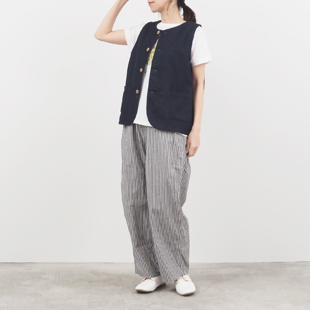 NARU(ナル) 8ozムラデニム フロントボタンベスト 663812