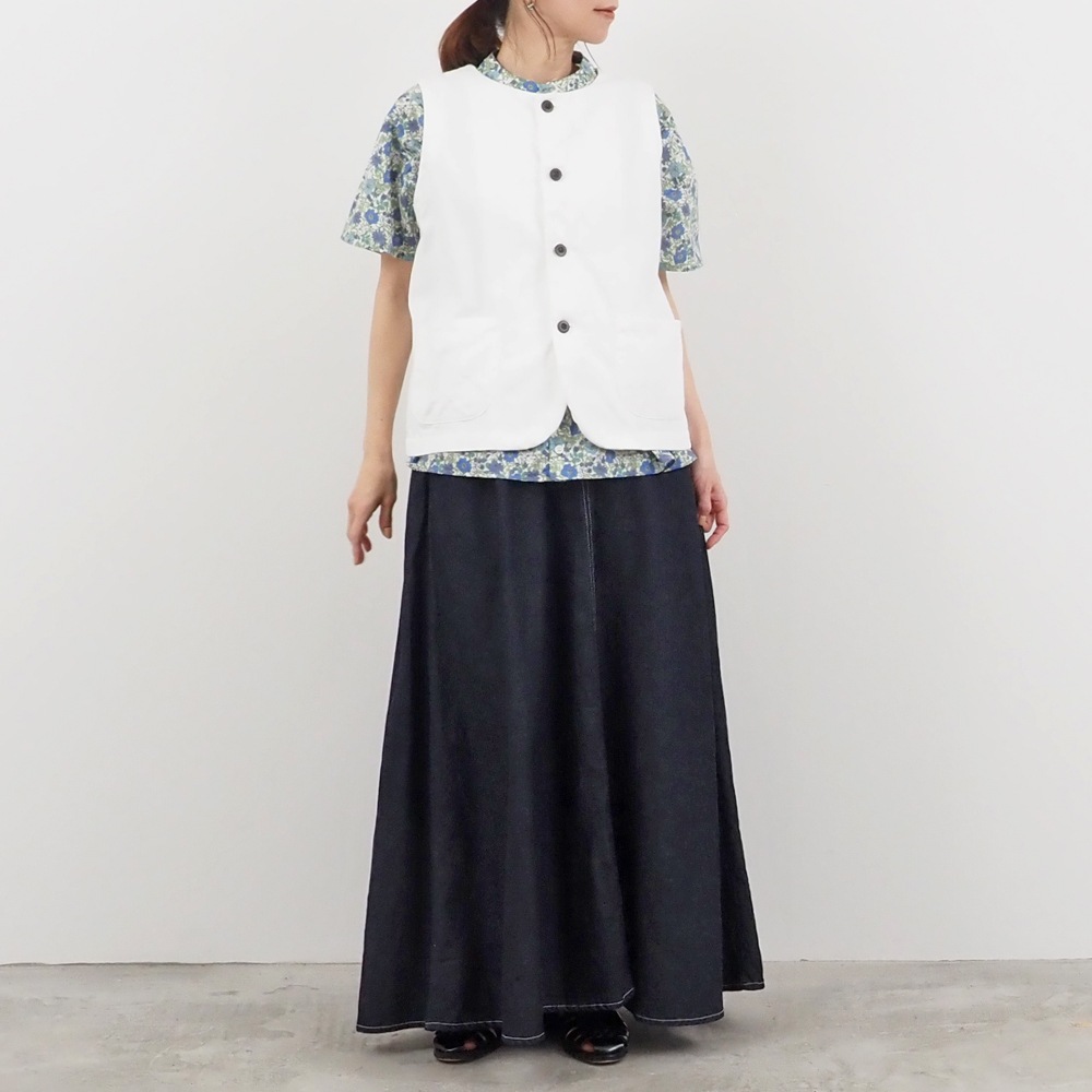 NARU(ナル) 8ozムラデニム フロントボタンベスト 663812