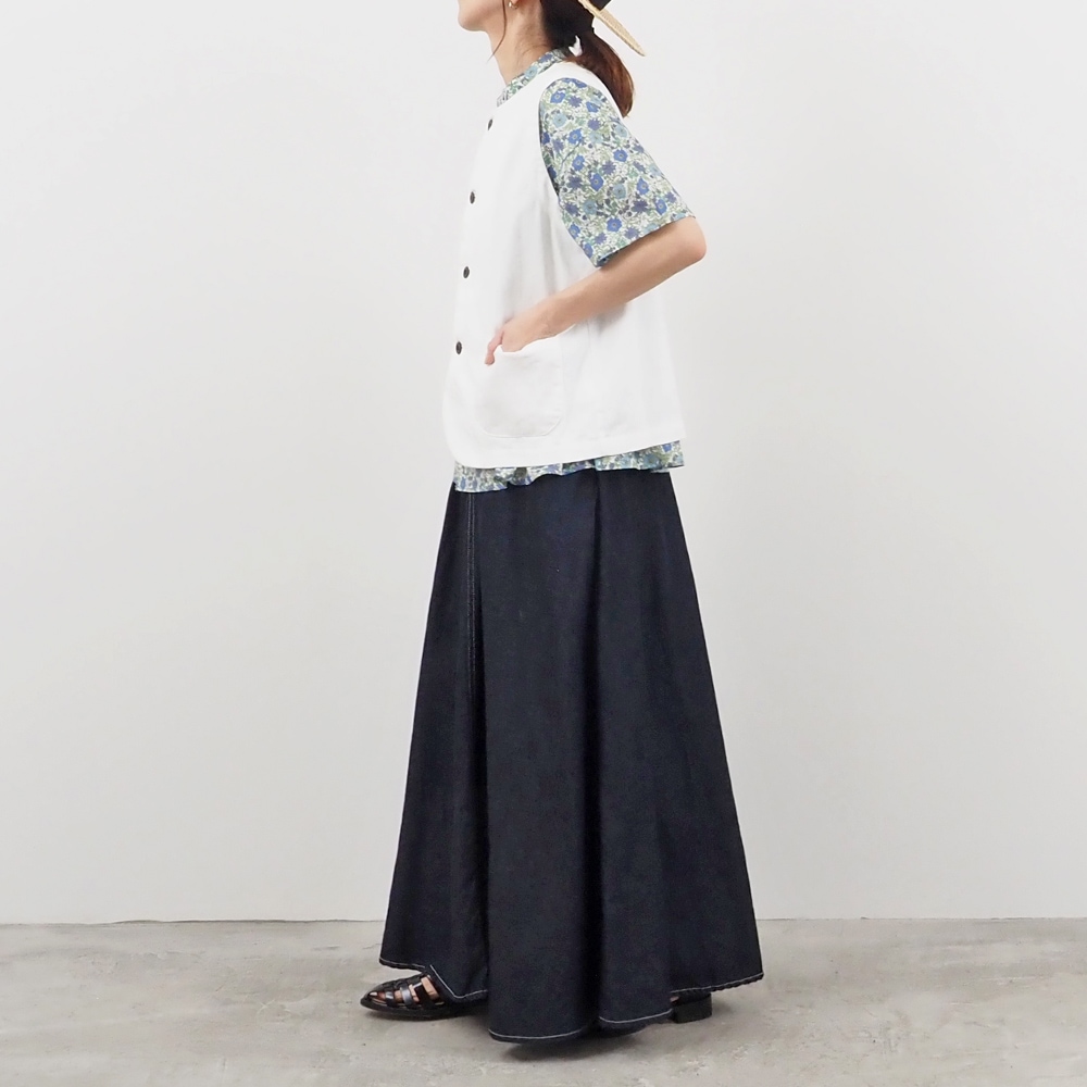 NARU(ナル) 8ozムラデニム フロントボタンベスト 663812