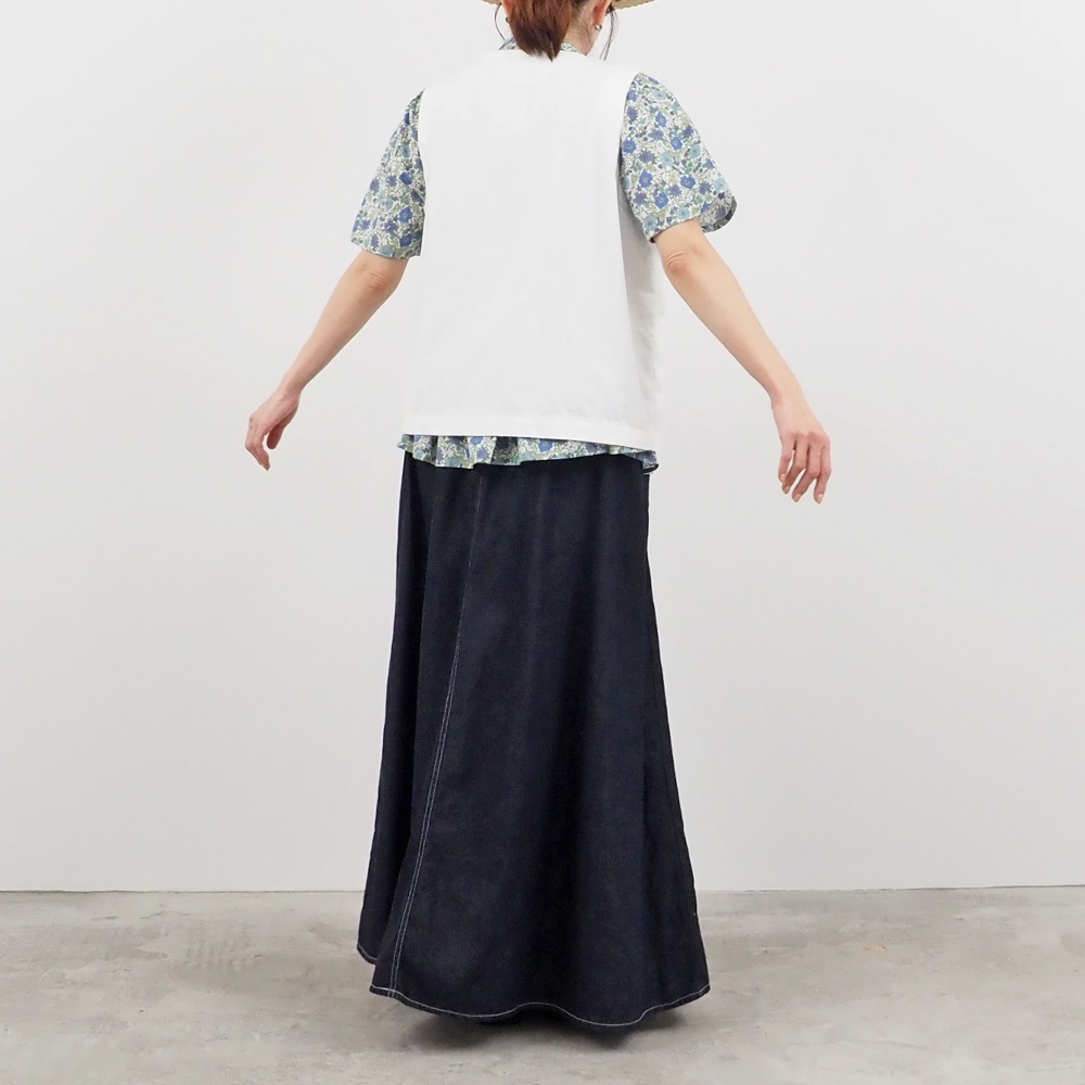 NARU(ナル) 8ozムラデニム フロントボタンベスト 663812