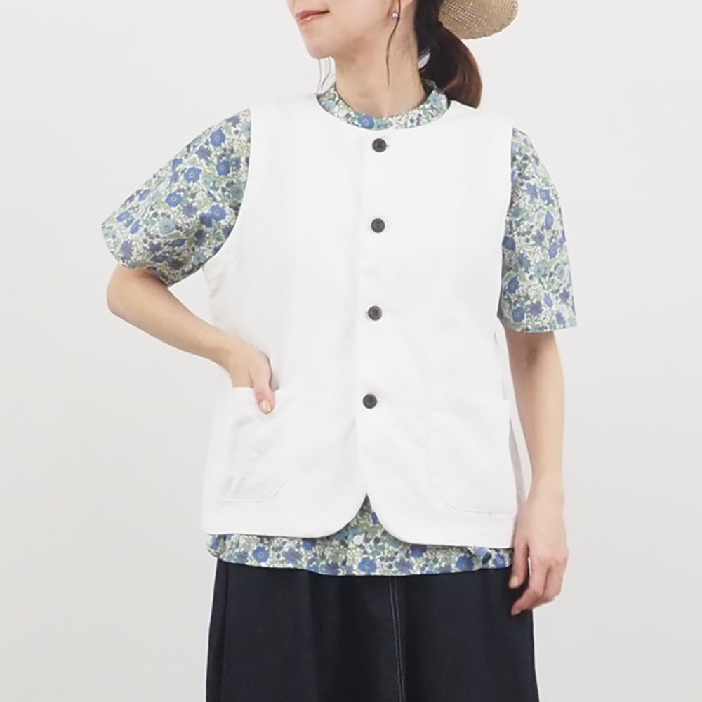 NARU(ナル) 8ozムラデニム フロントボタンベスト 663812