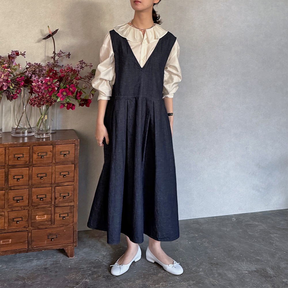 【あさこさんコラボ】【予約】NARU(ナル) ムラデニムジャンパースカート 6S-ask-8D