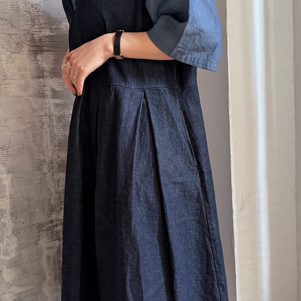 【あさこさんコラボ】【予約】NARU(ナル) ムラデニムジャンパースカート 6S-ask-8D