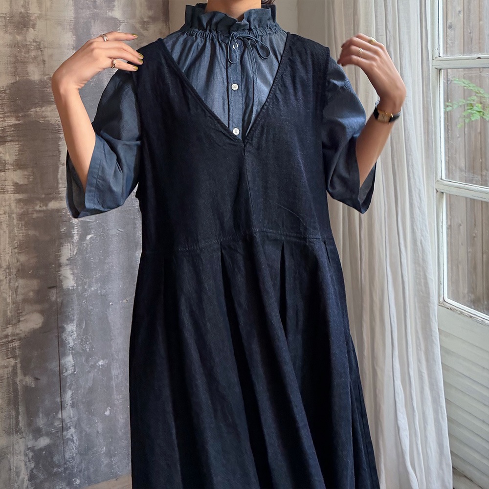 【あさこさんコラボ】【予約】NARU(ナル) ムラデニムジャンパースカート 6S-ask-8D