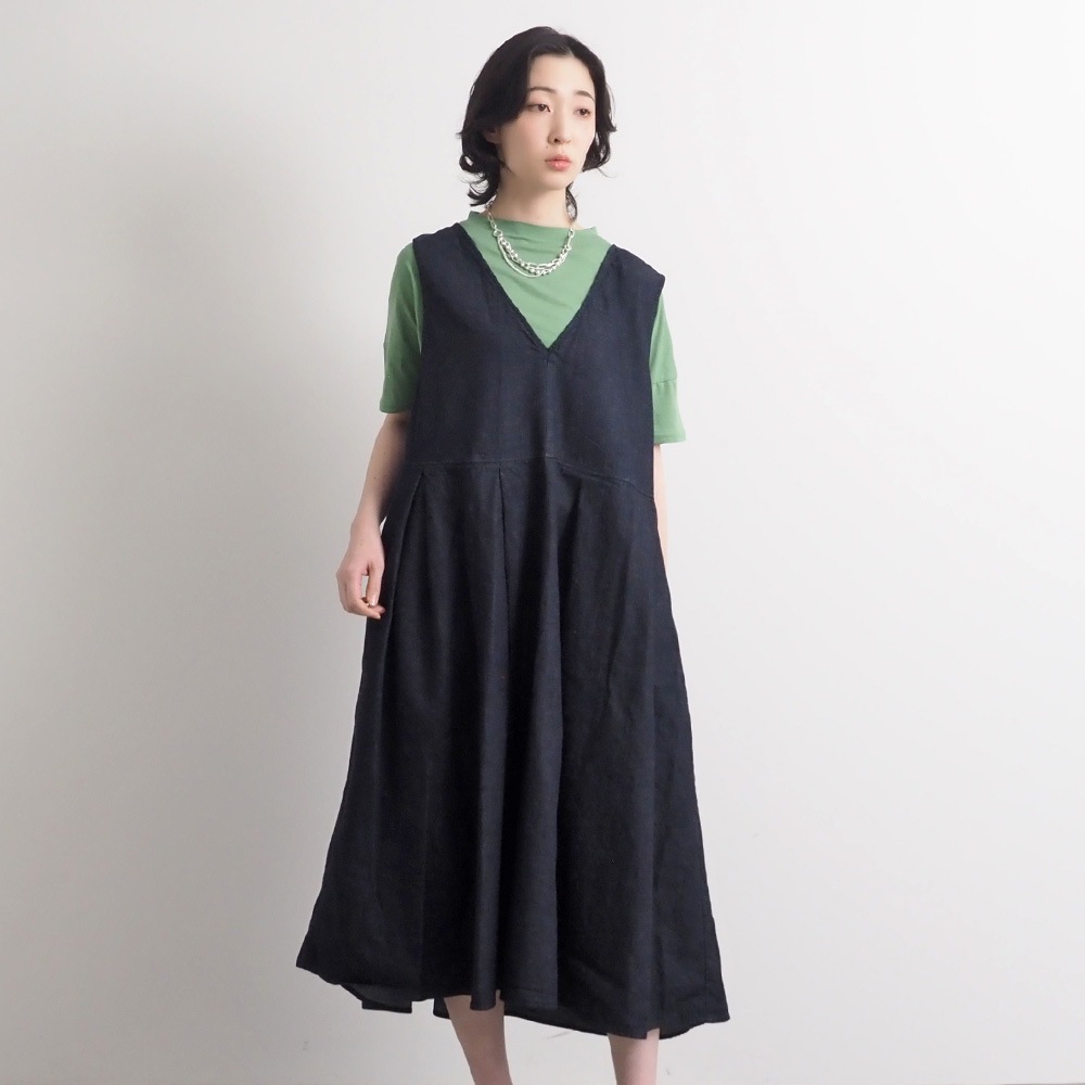 【あさこさんコラボ】【予約】NARU(ナル) ムラデニムジャンパースカート 6S-ask-8D