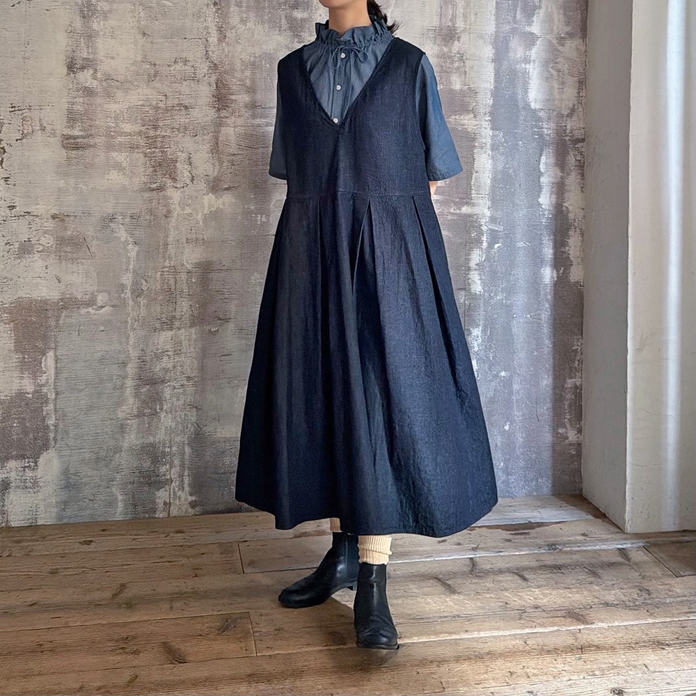 【あさこさんコラボ】【予約】NARU(ナル) ムラデニムジャンパースカート 6S-ask-8D