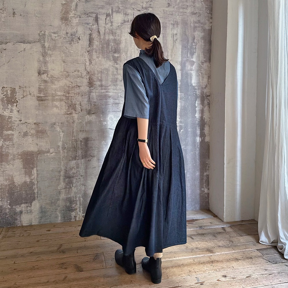 【あさこさんコラボ】【予約】NARU(ナル) ムラデニムジャンパースカート 6S-ask-8D