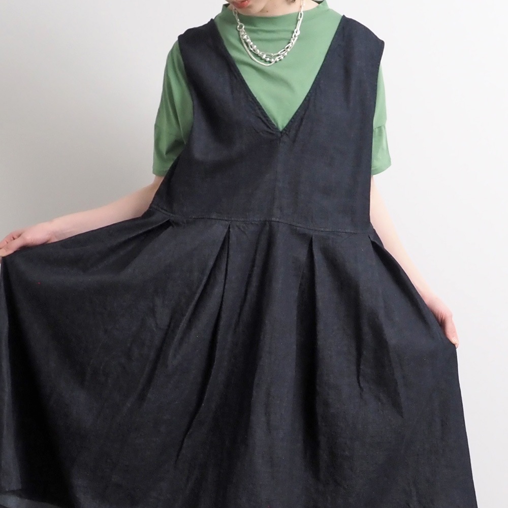 【あさこさんコラボ】【予約】NARU(ナル) ムラデニムジャンパースカート 6S-ask-8D