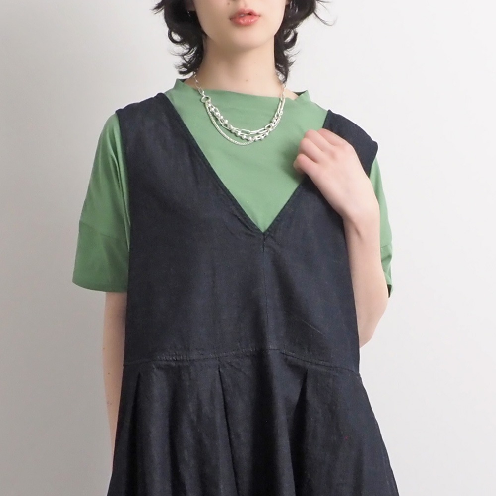 【あさこさんコラボ】【予約】NARU(ナル) ムラデニムジャンパースカート 6S-ask-8D