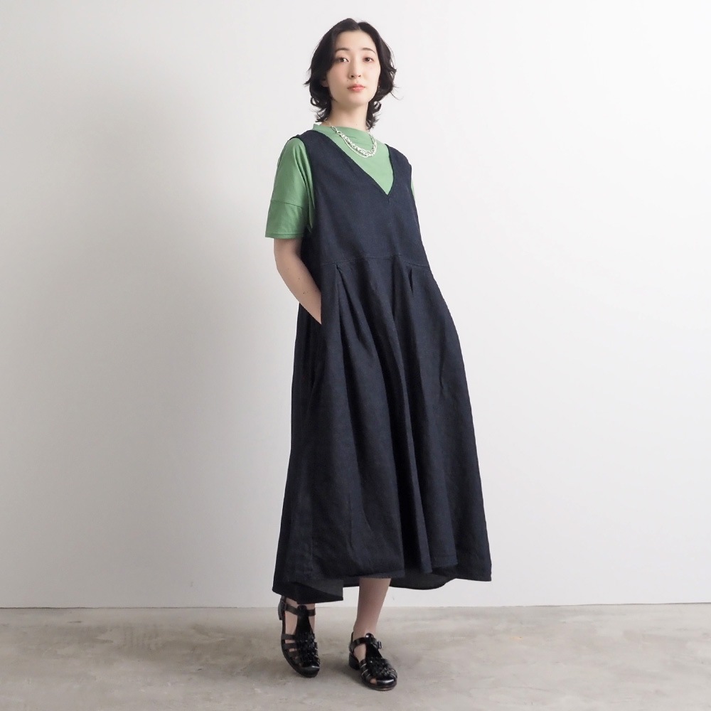 【あさこさんコラボ】【予約】NARU(ナル) ムラデニムジャンパースカート 6S-ask-8D