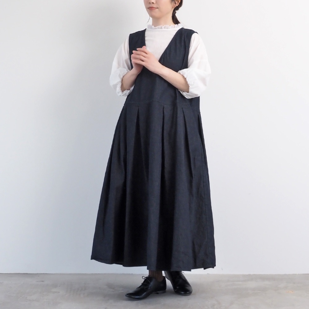 【あさこさんコラボ】【予約】NARU(ナル) ムラデニムジャンパースカート 6S-ask-8D