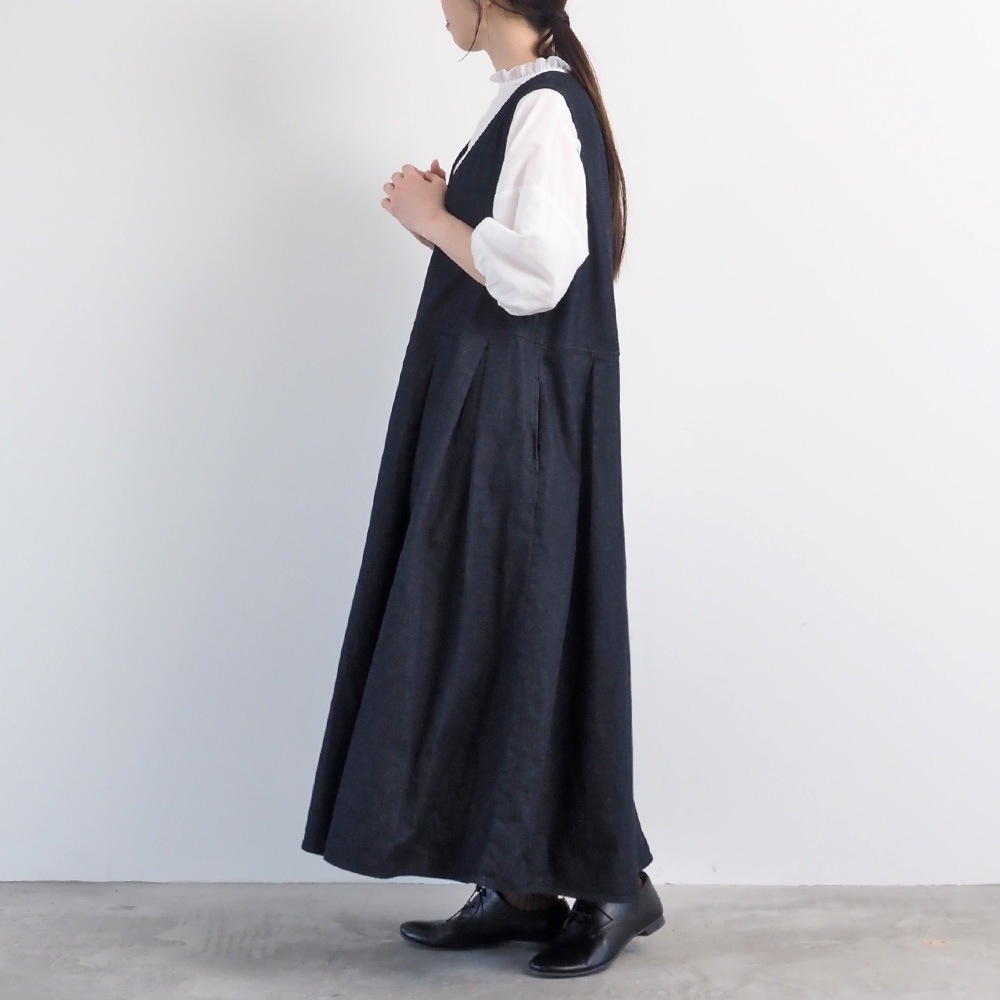 【あさこさんコラボ】【予約】NARU(ナル) ムラデニムジャンパースカート 6S-ask-8D