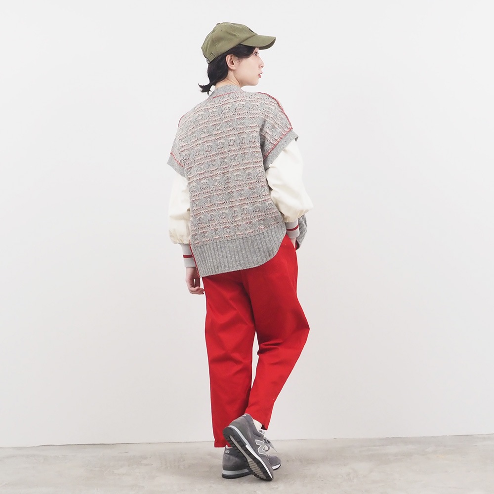 NARU(ナル) シルクネップミックス千鳥ブークレー リバーシブルニットベスト 660606