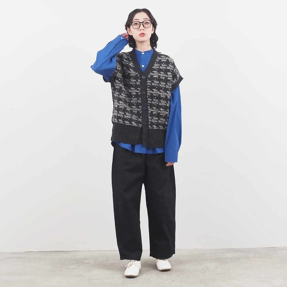 NARU(ナル) シルクネップミックス千鳥ブークレー リバーシブルニットベスト 660606