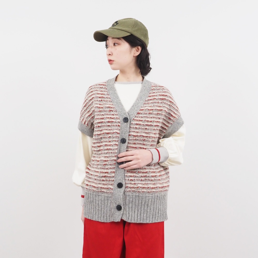 NARU(ナル) シルクネップミックス千鳥ブークレー リバーシブルニットベスト 660606