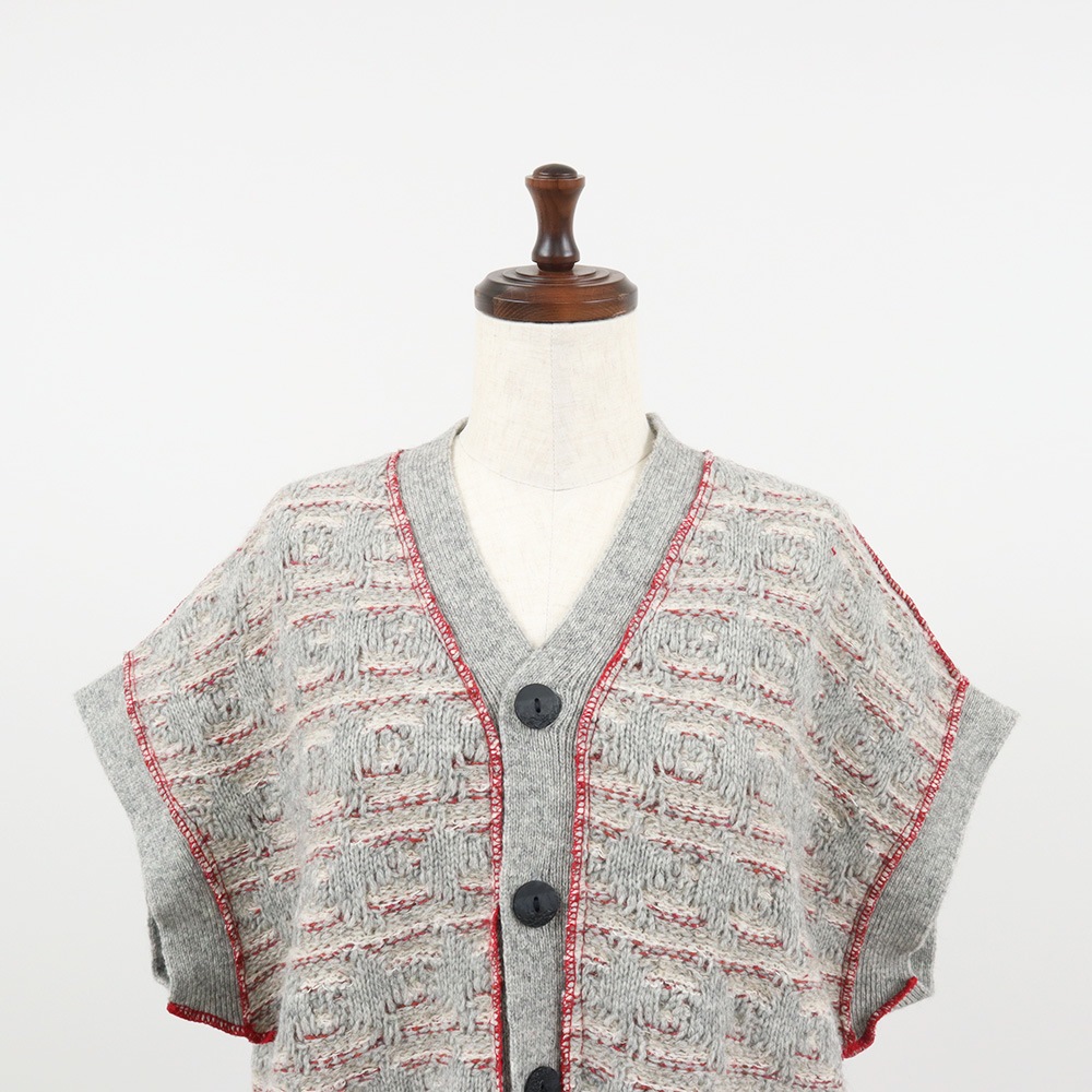 NARU(ナル) シルクネップミックス千鳥ブークレー リバーシブルニットベスト 660606