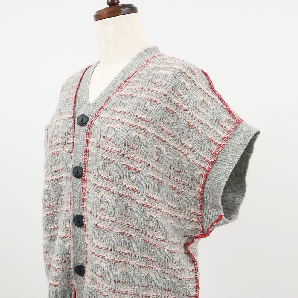 NARU(ナル) シルクネップミックス千鳥ブークレー リバーシブルニットベスト 660606