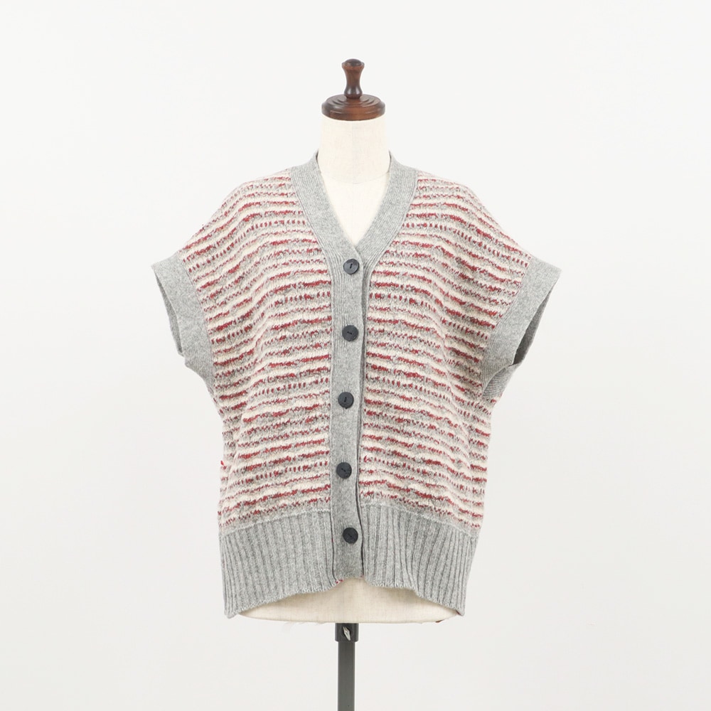 NARU(ナル) シルクネップミックス千鳥ブークレー リバーシブルニットベスト 660606