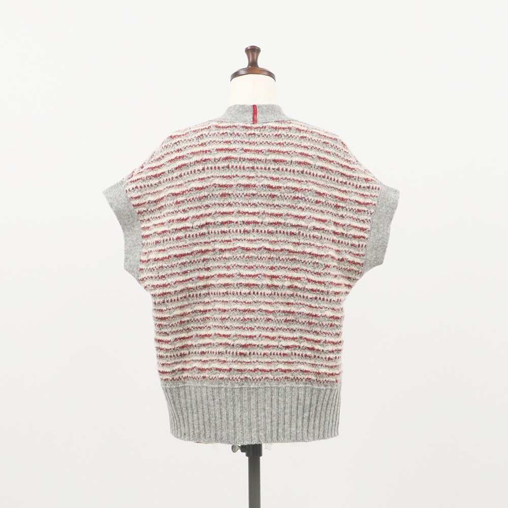 NARU(ナル) シルクネップミックス千鳥ブークレー リバーシブルニットベスト 660606