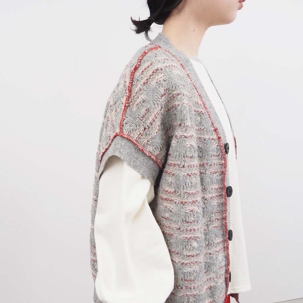 NARU(ナル) シルクネップミックス千鳥ブークレー リバーシブルニットベスト 660606