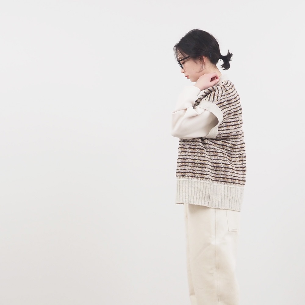 NARU(ナル) シルクネップミックス千鳥ブークレー リバーシブルニットベスト 660606