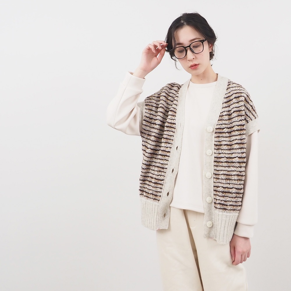 NARU(ナル) シルクネップミックス千鳥ブークレー リバーシブルニットベスト 660606